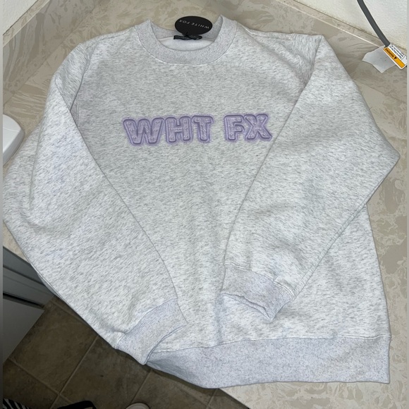 White Fox Boutique Sweatshirt with Purple Lettering - Picture 9 of 14